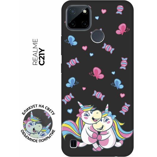 Матовый чехол Unicorns and Candies для Realme C21Y / Рилми С21у с 3D эффектом черный матовый чехол unicorns and candies для realme 9i рилми 9и с 3d эффектом розовый