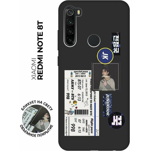 Матовый чехол BTS Stickers для Xiaomi Redmi Note 8T / Сяоми Редми Ноут 8Т с 3D эффектом черный матовый чехол bts stickers для xiaomi redmi note 8t сяоми редми ноут 8т с 3d эффектом черный