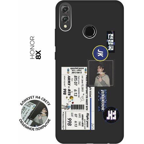 Матовый чехол BTS Stickers для Honor 8X / Хонор 8Х с 3D эффектом черный матовый чехол cute stickers для honor 8x хонор 8х с 3d эффектом черный