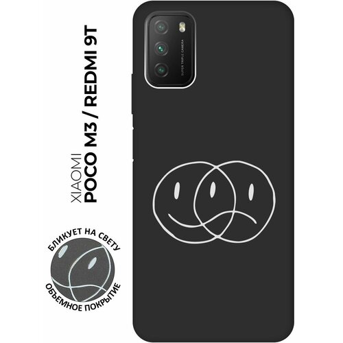 Матовый чехол Two Faces W для Xiaomi Redmi 9T / Poco M3 / Сяоми Поко М3 / Сяоми Редми 9Т с 3D эффектом черный матовый чехол two faces w для xiaomi redmi 12 сяоми редми 12 с 3d эффектом черный