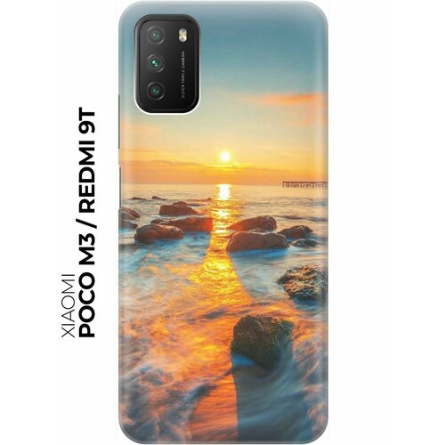 RE: PA Накладка Transparent для Xiaomi Poco M3 / Redmi 9T с принтом Закат на побережье чехол книжка на xiaomi redmi 9t poco m3 сяоми поко м3 сяоми редми 9т c принтом отдых под пальмами золотистый