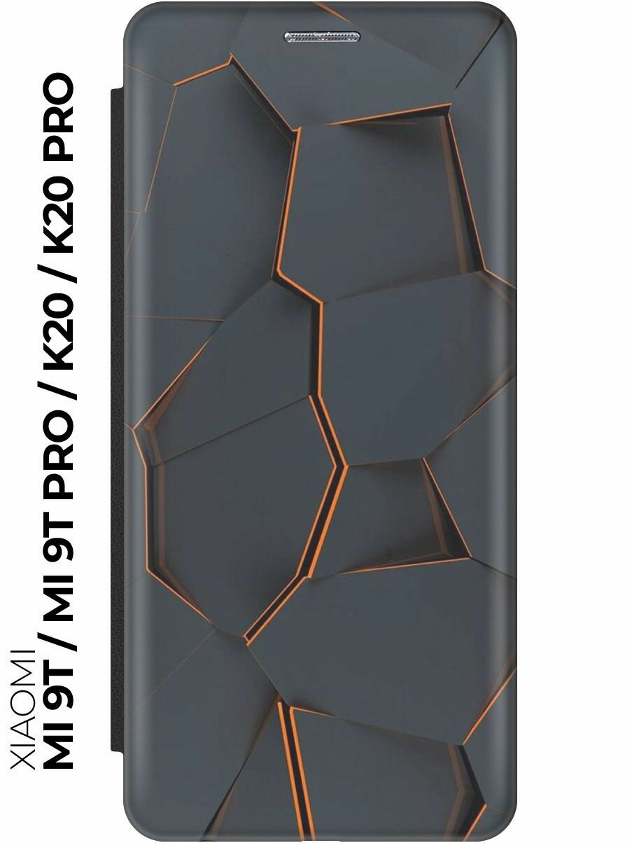 Чехол-книжка Графитовый излом на Xiaomi Mi 9T / Mi 9T Pro / K20 / K20 Pro / Сяоми Ми 9Т / Ми 9Т Про черный