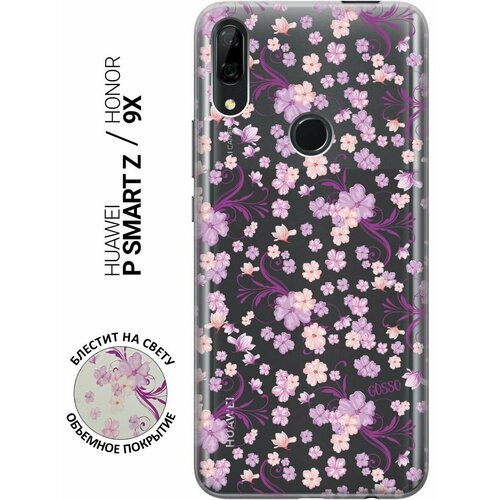 Ультратонкий силиконовый чехол-накладка Transparent для Huawei P Smart Z, Honor 9X с 3D принтом Lilac Flowers ультратонкий силиконовый чехол накладка transparent для huawei p smart z honor 9x с 3d принтом grand rabbit