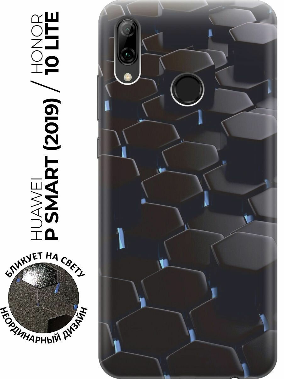 Силиконовый чехол Черные ромбы на Huawei P Smart (2019) / Honor 10 Lite / Хуавей П Смарт (2019) / Хонор 10 Лайт с эффектом блика