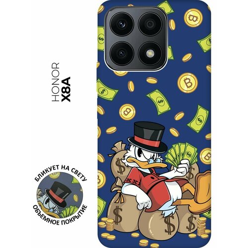 Матовый чехол Rich Scrooge для Honor X8a / Хонор Х8А с 3D эффектом синий матовый чехол rich scrooge для honor x7 хонор х7 с 3d эффектом синий