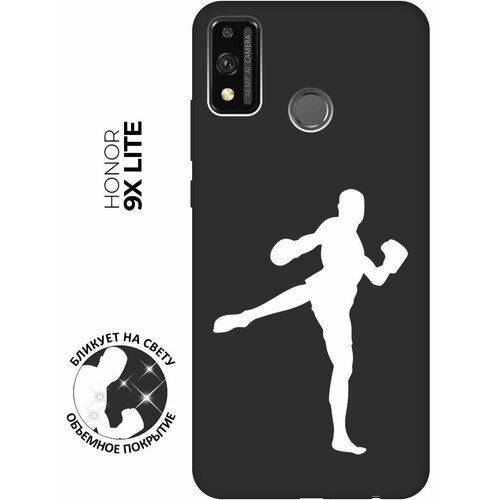 Матовый чехол Kickboxing W для Honor 9X Lite / Хонор 9Х Лайт с 3D эффектом черный матовый чехол fck pattern w для honor 9x lite хонор 9х лайт с 3d эффектом черный