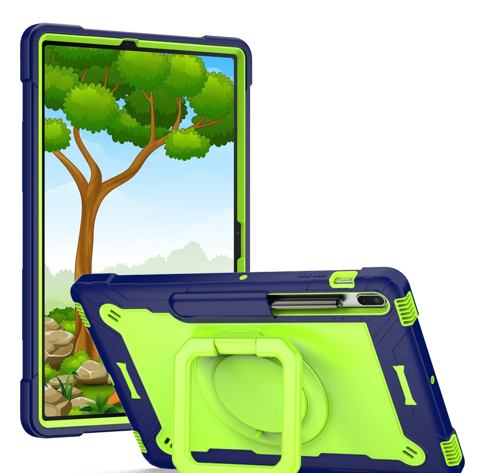 Чехол-бампер MyPads для Samsung Galaxy Tab S7 FE 12.4 SM-T735N (2021) противоударный усиленный ударопрочный сине-зеленый