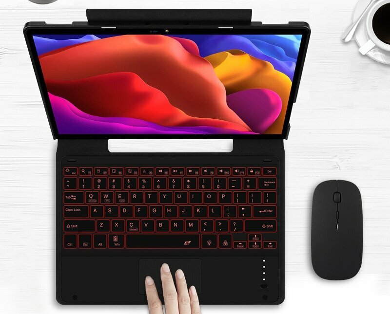 Клавиатура с чехлом MyPads для Lenovo Yoga Tab 13 / YOGA Pad Pro 13 (YT-K606F) 2021 съёмная беспроводная Bluetooth-клавиатура черная кожаная