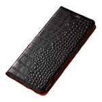 Чехол-книжка MyPads Premium Croco di lusso для Samsung Galaxy S22 Ultra из натуральной кожи с фактурной прошивкой рельефа кожи крокодила черный - изображение