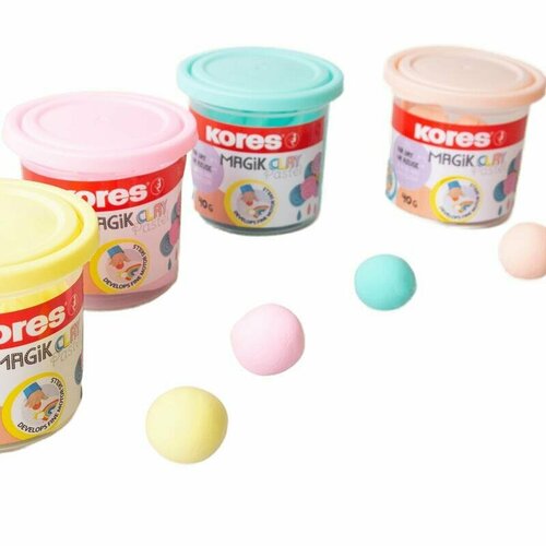 Тесто для лепки Kores Magik Clay Pastel, 4 цвета, 160г (1536762) candy clay масса для лепки набор сладкие магниты 11 0019 250 г