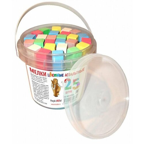 Мел цветной асфальтный Мелан, 5 цветов, 25шт. в ведре (MSK 025Ср)