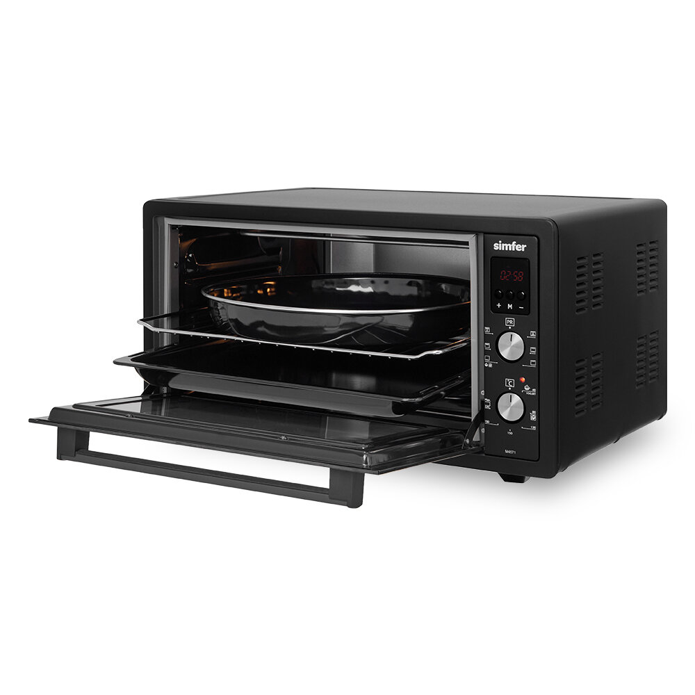 Мини-печь Simfer M4571 (6 режимов, конвекция, двойное стекло, цифровой дисплей, цвет черный) - фото №4