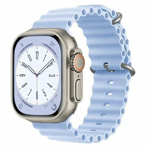 Ремешок Ocean Band для Apple Watch ULTRA 38mm, Series 1-8, SE, 38/40/41mm, голубой (sierra blue), рифленый