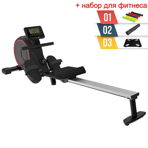 Гребной тренажер UNIX Fit Techno Rower 410 + набор для фитнеса