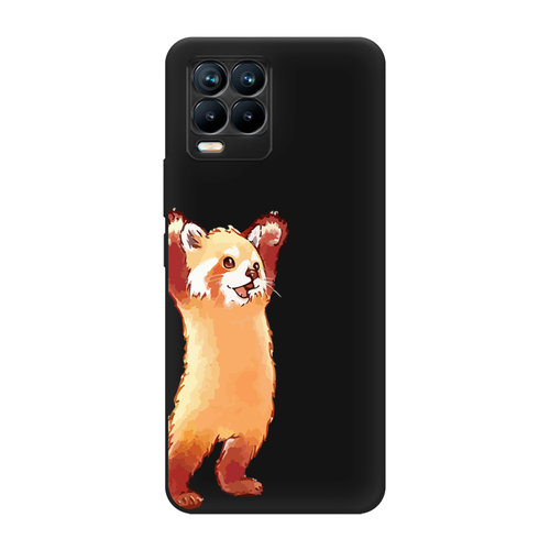 Матовый силиконовый чехол на Realme 8 Pro / Реалми 8 Про Красная панда в полный рост, черный матовый силиконовый чехол на realme 10 pro plus реалми 10 про плюс красная панда в полный рост черный