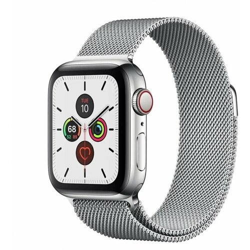 Ремешок миланская петля для Apple Watch 42-44-45-49 mm, Series 4, 5, 6, 7, SE / Металлический браслет для смарт часов Эпл Вотч 42-49 мм, малиновый