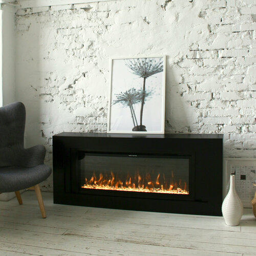 Электрокамин Modern черный, стильный камин с имитацией пламени