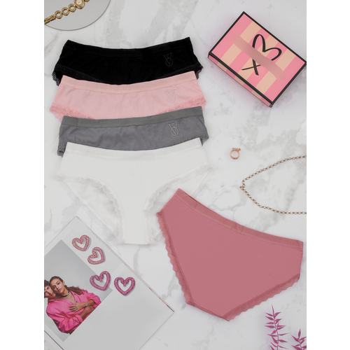 фото Трусы , 5 шт., размер f, серый, розовый, черный, белый vs&vs