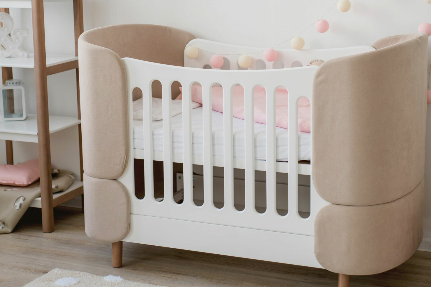 Детские Кроватки Xiaomi Кроватка-трансформер Hoff Kidi soft, 67x137 см, цвет белый/бежевый