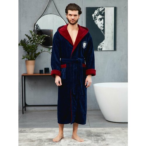 Халат LIDER TEKSTIL, длинный рукав, размер 4XL, бордовый