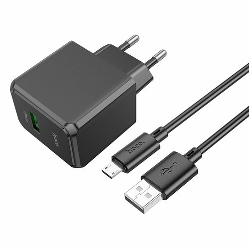 СЗУ, 1 USB 3.0 QC 18W (CS12A), HOCO, Micro, черный азу 1 usb 18w qc3 0 z32a usb cable micro hoco черный