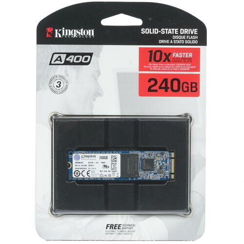 240 ГБ SSD M.2 накопитель KINGSTON A400 (SA400M8/240G) - SATA III, чтение - 500 Мбайт/сек, запись - 350 Мбайт/сек, TLC 2D NAND