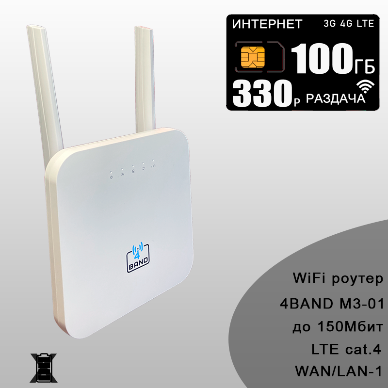 Комплект для интернета и раздачи в сети теле2 Wi-Fi роутер M3-01 (OLAX AX-6) со встроенным 3G/4G модемом + сим карта с тарифом 190ГБ за 340р/мес