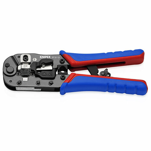 Пресс-клещи KNIPEX для штекеров RJ 45 3-в-1, кол-во гнёзд: 1, 8-пин 8P8C, резка и зачистка кабеля, 190 мм