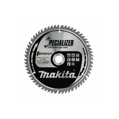 Пильный диск MAKITA 190x20x1.85/1.35x60T, EFFICUT (E-11162) Specialized пильный диск для погружных пил по дереву 190x30x1 6x24t makita b 31566 b 19015
