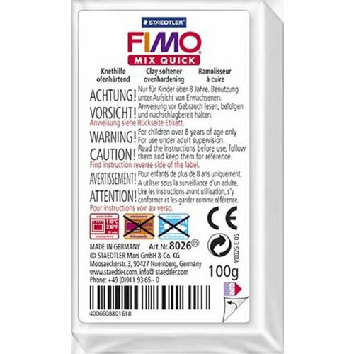Размягчитель для полимерной глины Fimo Mix Quick 8026, 100 г, цена за 1 шт. комплект запекаемой полимерной глины fimo effect 8013 c24 1 24х25 г цена за 1 шт