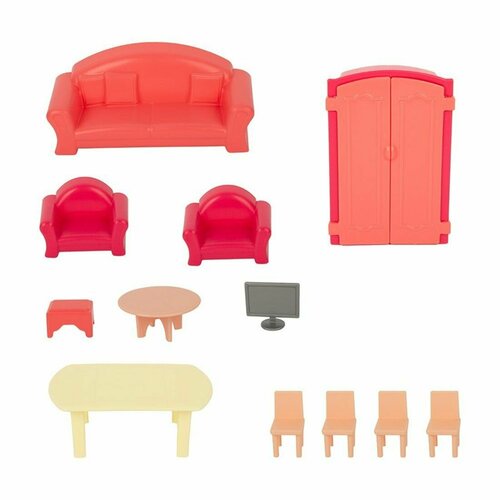 набор кукольной мебели кресла и пуфик Набор мебели для кукол Гостиная