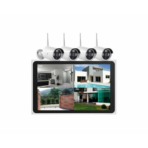 Беспроводной набор видеонаблюдения с облачным хранилищем Kvadro-Vision-Cloud Monitor Model:02-4 (S16142TYQ) на 4 внешние камеры с экраном 10