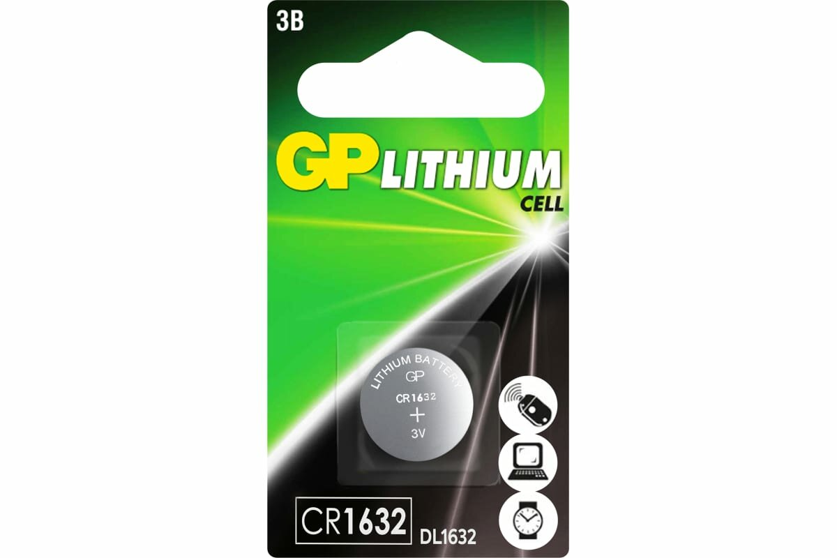 Литиевая дисковая батарейка GP lithium cr1632 - 1 шт. в блистере CR1632-7CR1