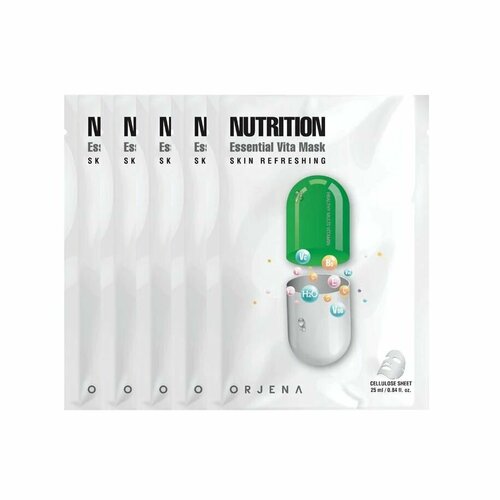 ORJENA Питательная тканевая маска для лица Nutrition Essential Vita Mask (5 шт) питательная тканевая маска для лица orjena nutrition essential vita mask 1 шт