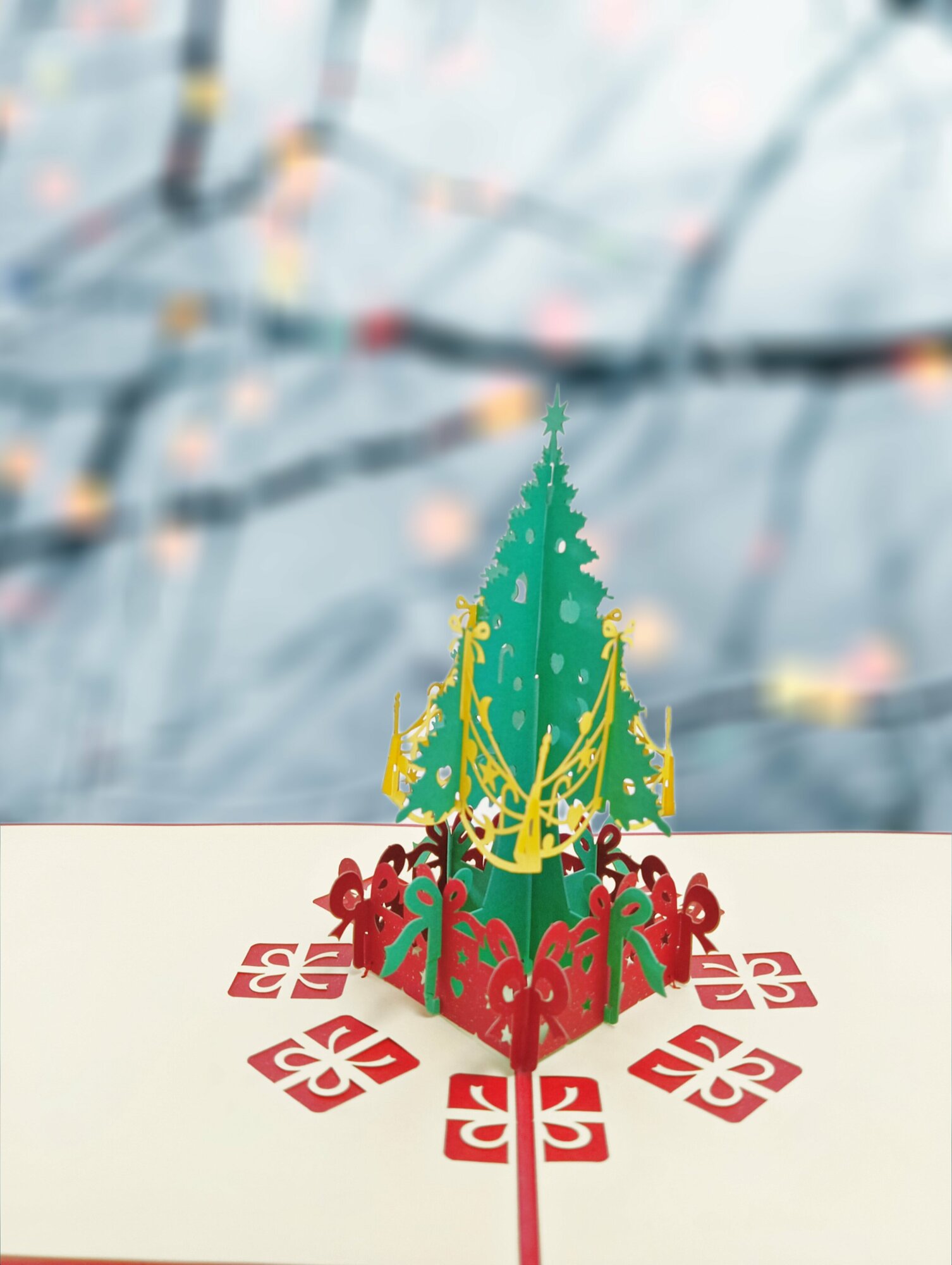 фото Открытка 3D Новогодняя "Ёлочка с подарками"