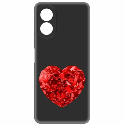 Чехол-накладка Krutoff Soft Case Рубиновое сердце для Oppo A38 4G черный чехол накладка krutoff soft case рубиновое сердце для realme 11 4g черный