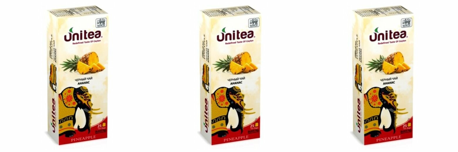 UNITEA Чай в пакетиках Ананас 2 г 25 пакетов 3 уп - фотография № 1