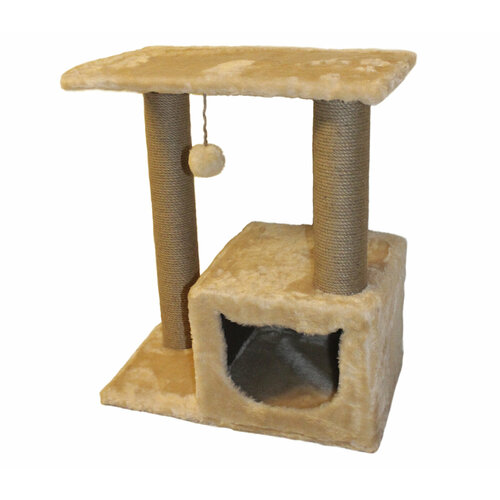 Когтеточка домик PetSmile с большой платформой. Бежевый.70х58х35.