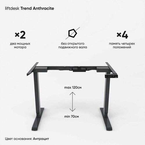 Рама для стола электро-регулируемая по высоте 2-х моторная liftdesk Trend, антрацит