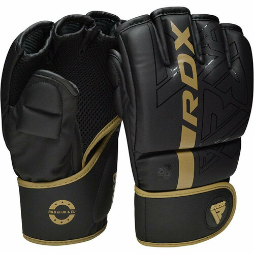 Перчатки тренировочные RDX Grappling F6 XL, черный, золотой матовый перчатки тренировочные rdx grappling f6 xl черный белый матовый