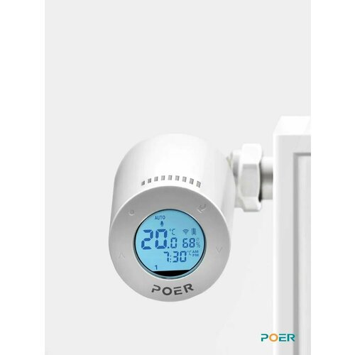 Терморегулятор с датчиком температуры электронный для радиаторного отопления, накладной беспроводной, тип управления через WiFi