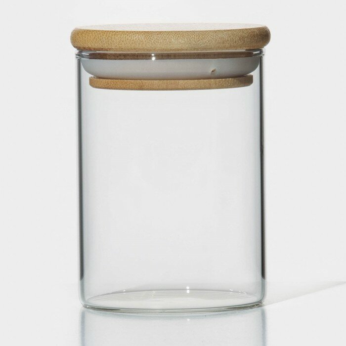 Баночка стеклянная для специй BellaTenero «Эко», для хранения, контейнер, с бамбуковой крышкой, 200 мл, 6,5×8,5 см