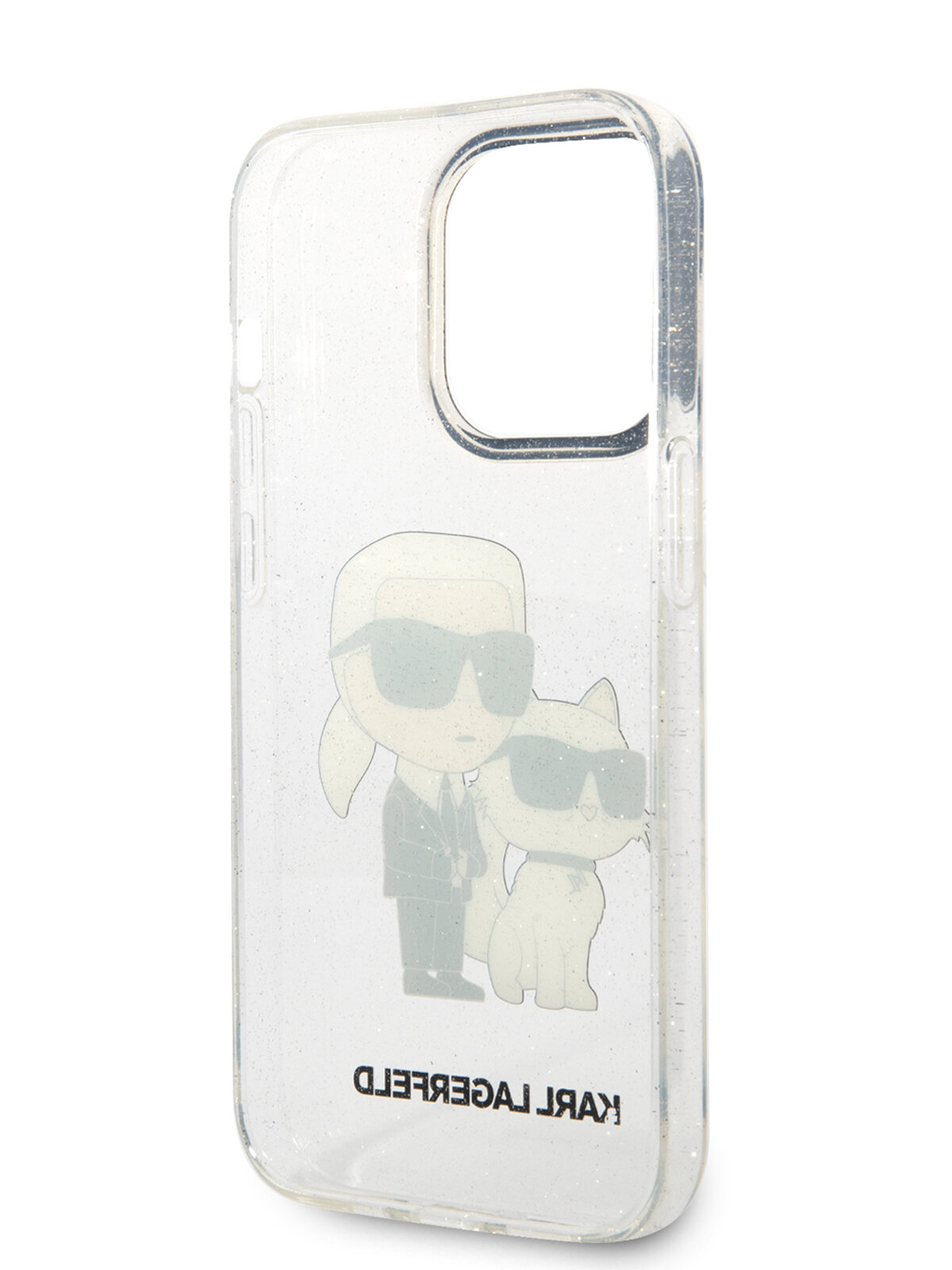 Lagerfeld для iPhone 15 Pro чехол PC/TPU NFT Karl & Choupette Hard Glitter Transparent