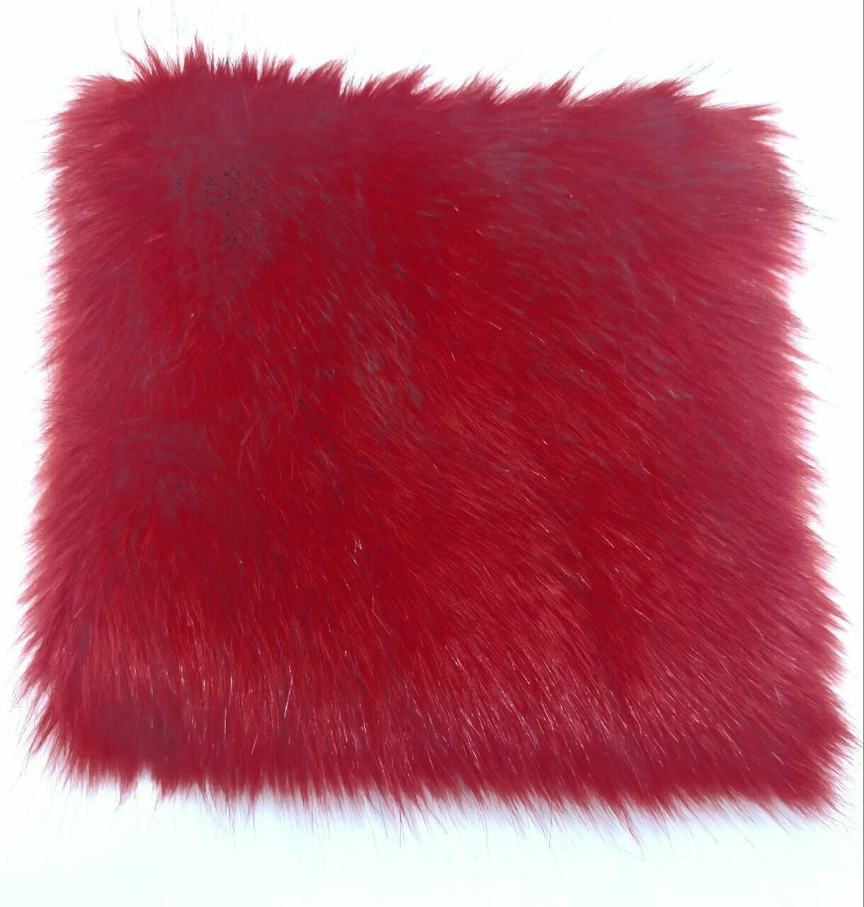 фото Мех искусственный для рукоделия, песец насыщенно-красный с черными кончиками, 50Х50
