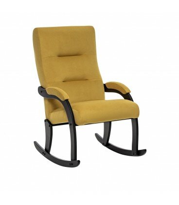 фото Кресло-качалка Leset Дэми, венге, велюр V28 желтый