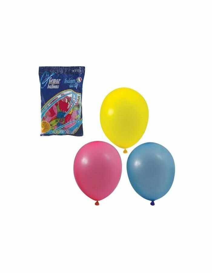 Шары воздушные 10 (25 см), комплект 100 шт, 12 пастельных цветов, в пакете, 1101-0003