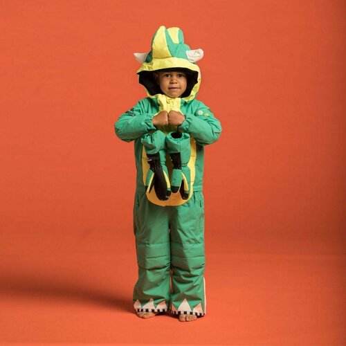 Горнолыжный комбинезон WeeDo Monster для мальчиков, влагоотводящий, утепленный, карман для ски-пасса, герметичные швы, мембранный, размер XL, зеленый