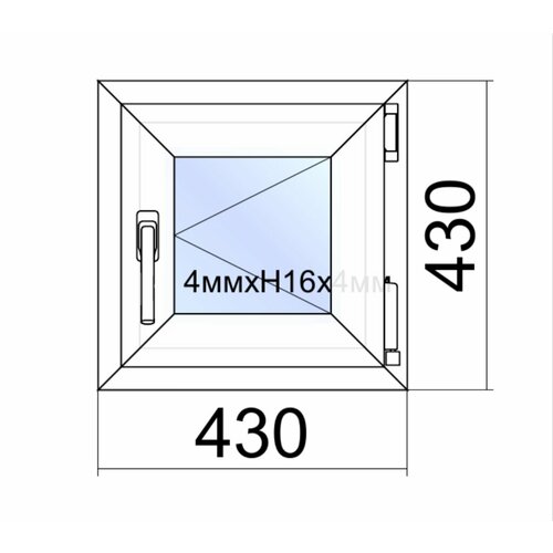 Окно ПВХ VEKA WHS Halo/ ш.43*в.43/поворотное правое/цвет белый/однокамерный стеклопакет/фурнитура Ассаdo(Турция)