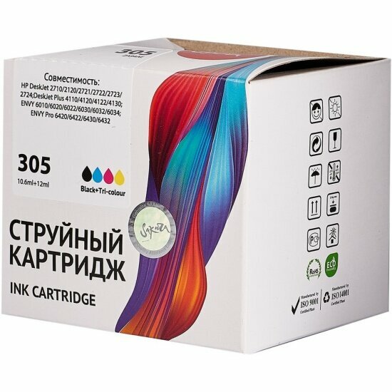 Струйный картридж Sakura Printing Sakura ZA94AE (№305 Black / Tri-colour) для HP, черный + триколор, 10,6/11,6 мл, 240/200 к.