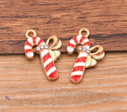 Металлическая подвеска с эмалью и стразами "Карамелька", размер 22*14 мм, 2 шт